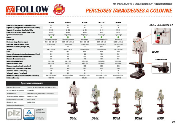 Catalogue Follow : perceuses taraudeuses