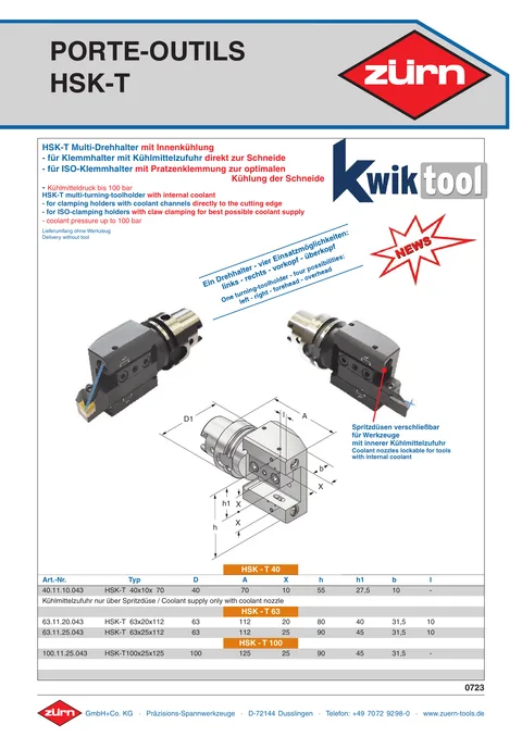 Couverture du catalogue Porte-outils de tournage HSK-T