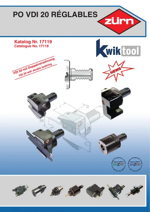 Couverture du catalogue Porte-outils VDI 20 réglables