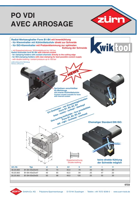 Couverture du catalogue Porte-outils VDI avec arrosage