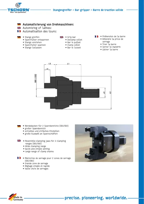Couverture du catalogue Tire barre Tschorn