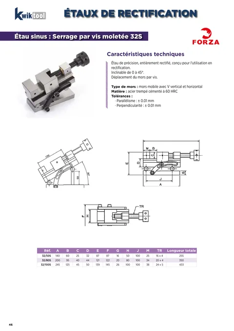 Couverture du catalogue Étaux de rectification sinus