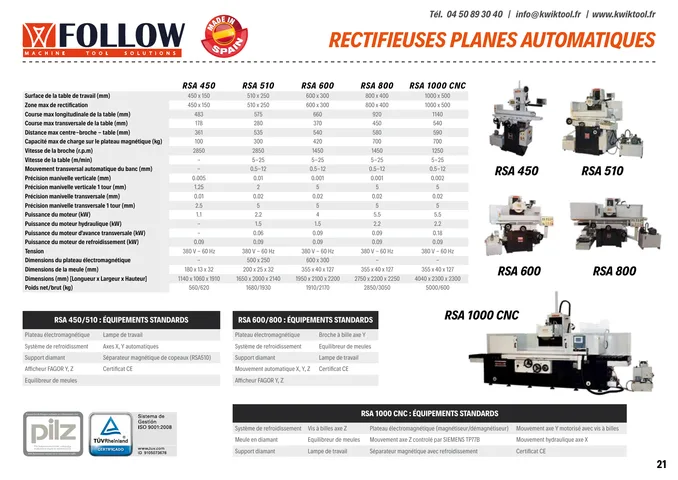 Couverture du catalogue Rectifieuses Follow
