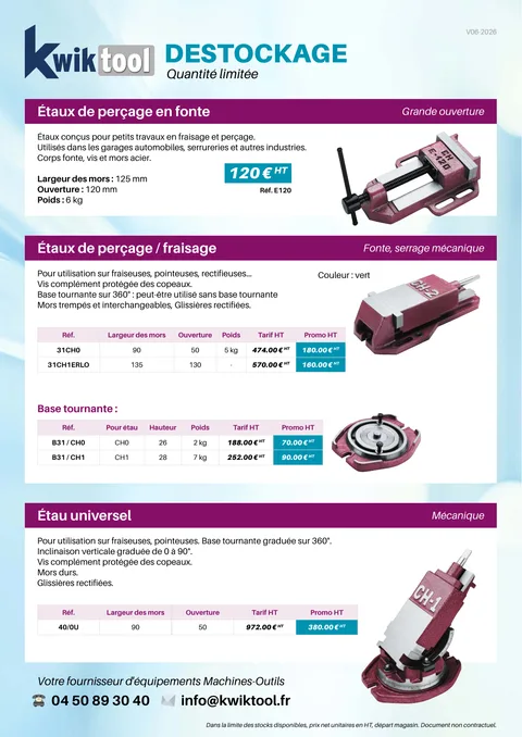 Aperçu de la promotion Déstockage étaux