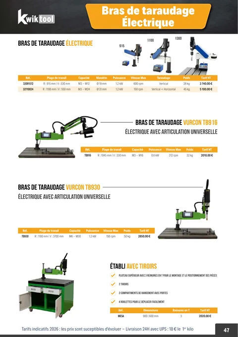 Couverture du catalogue Bras de taraudage